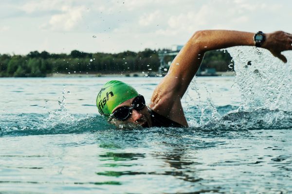 Swimmer in pool lane