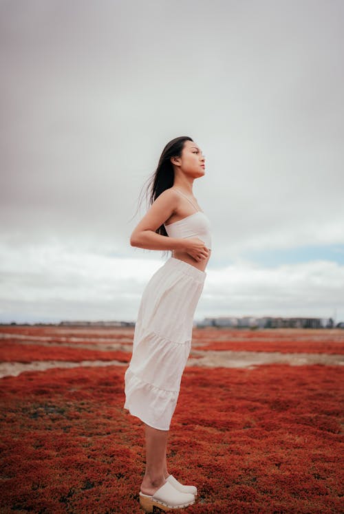 Gratis stockfoto met Aziatische vrouw, copyruimte, jurk