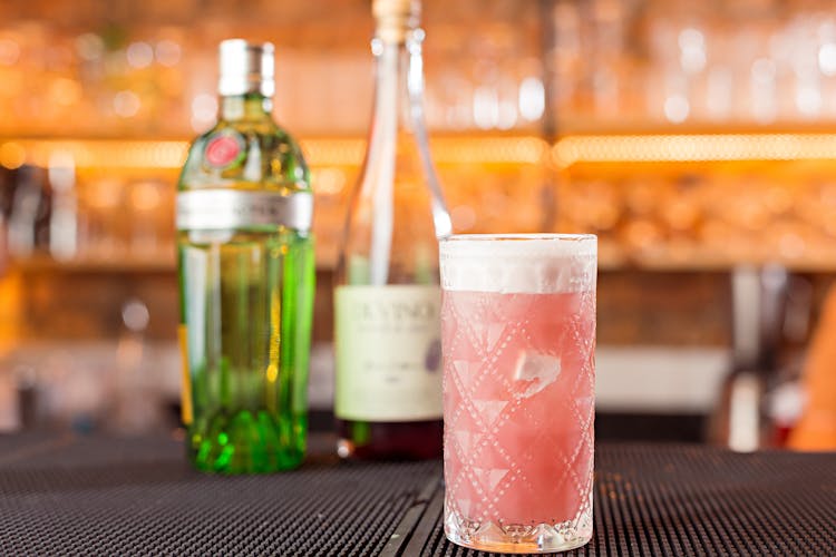 Clear Glass With Pink Cocktail Drink