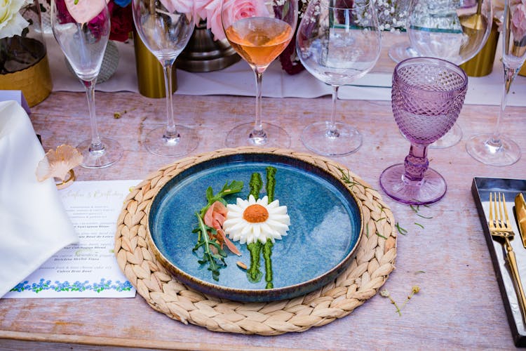 Gourmet Dish Plated In Flower Shape