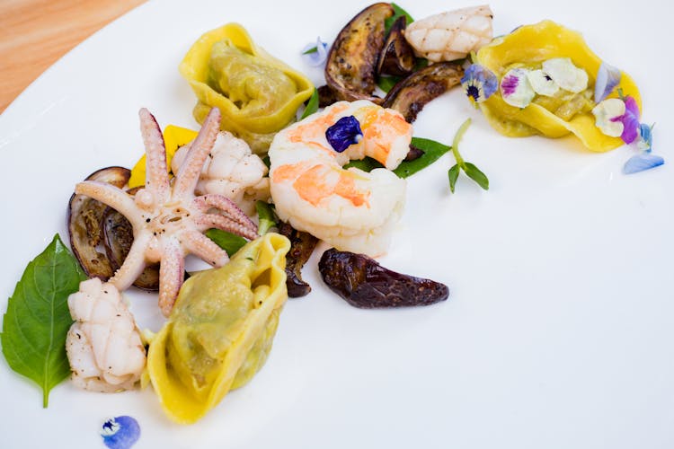 Cooked Food On White Ceramic Plate