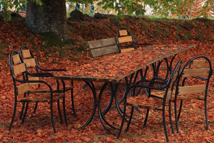 Brown Wooden Table With Chairs