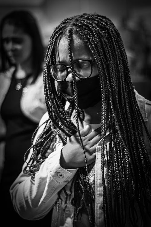 Woman Wearing Eye Glasses with Braided Hair