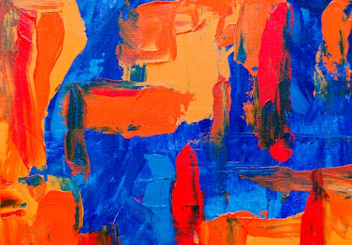 Pintura Abstrata Azul E Laranja