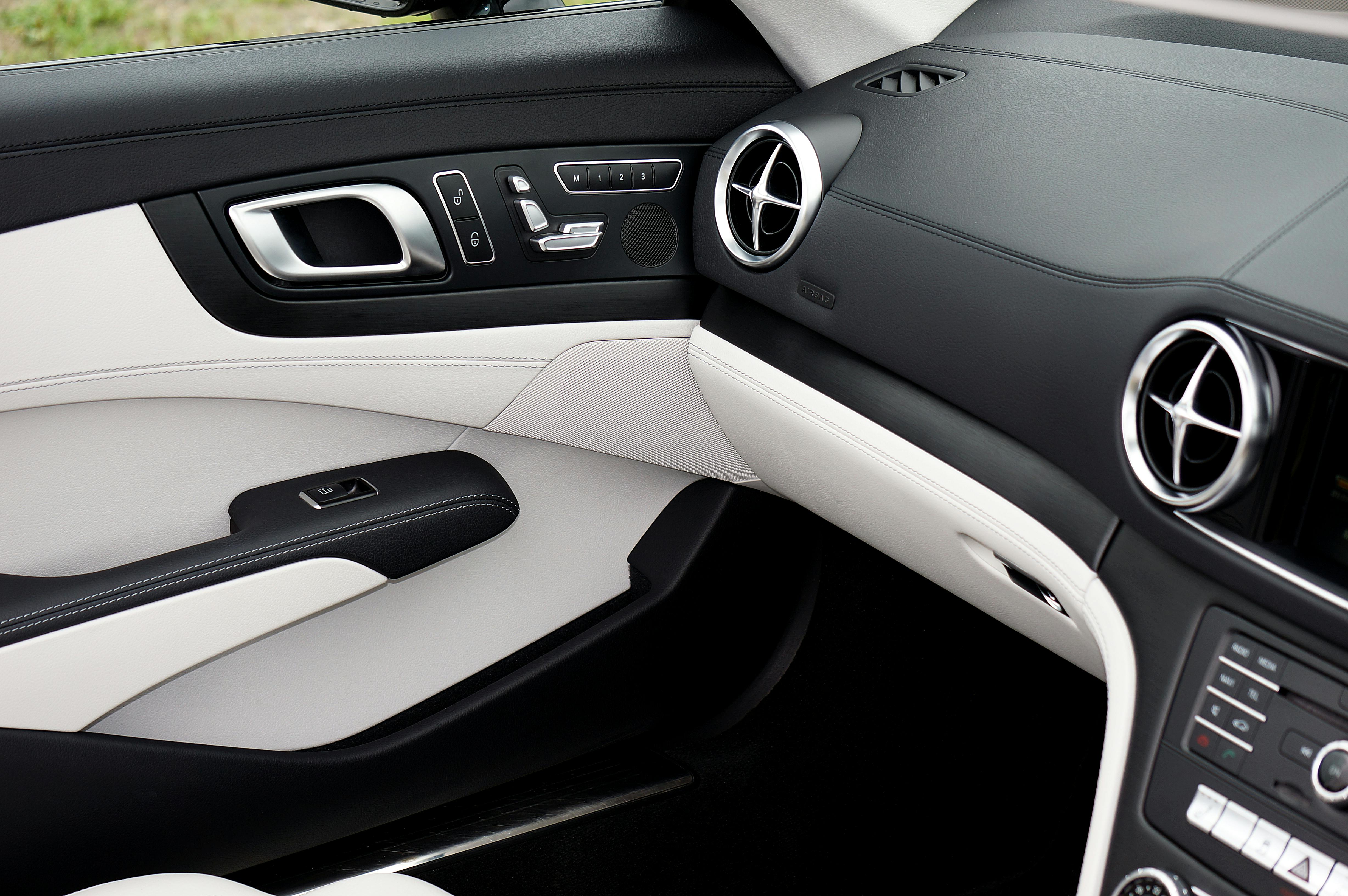 Black and White Interior of Mercedes Car · Free Stock Photo