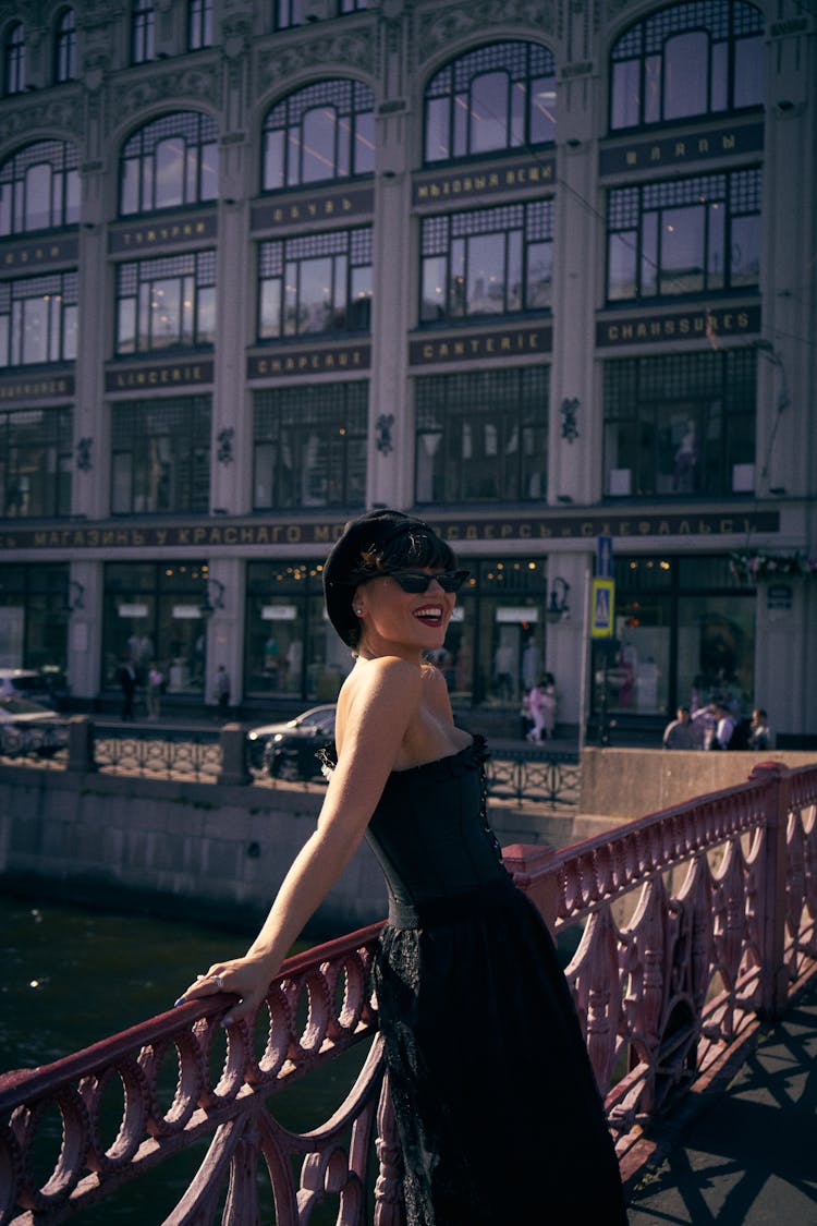 Woman Posing On Bridge