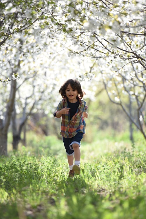 Free Boy Running during Sunset Stock Photo