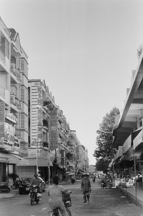 People on Street in Town