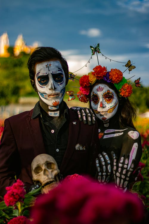 Portrait of Catrina and Man with Painted Face