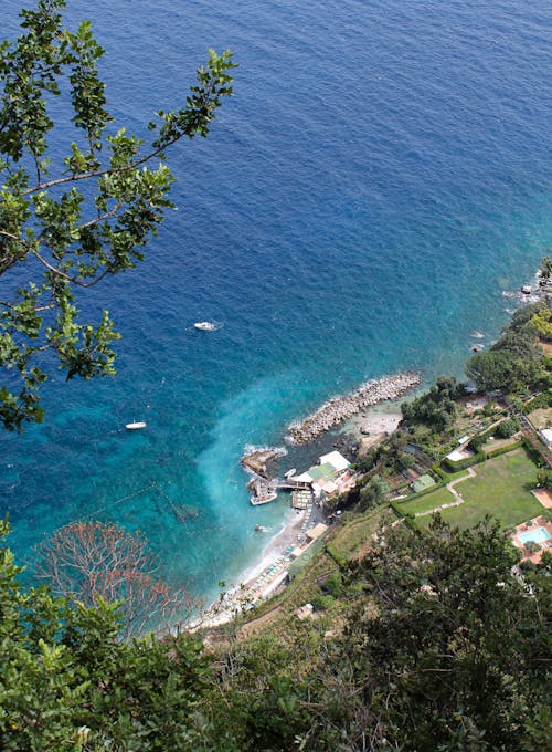 High Angle Shot of the Capri Beach in Campania Italy