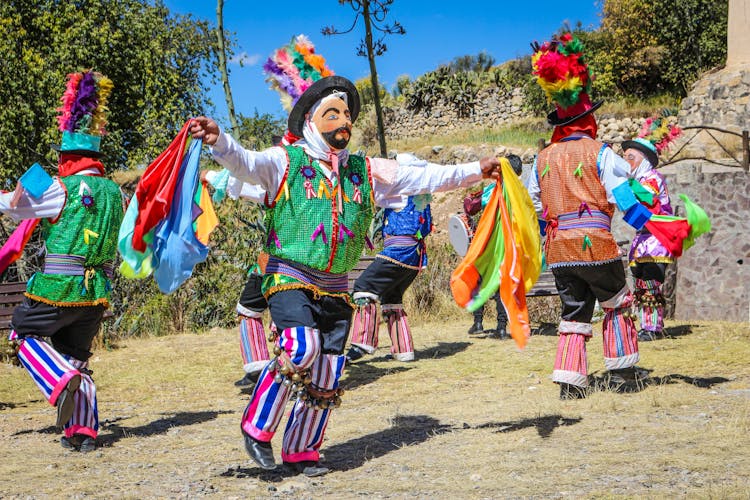 People In Costumes Dancing 