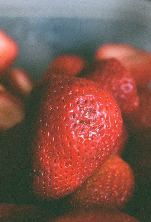 Red Strawberries in Close-up Photography