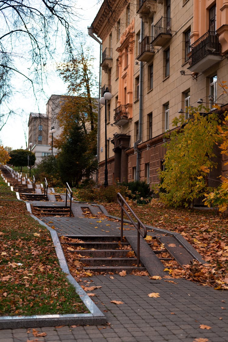 Series Of Concrete Steps Near Brown Concrete Building