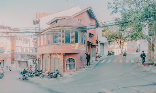 View of a Closed Store With Motorcycle Parked in Front of It