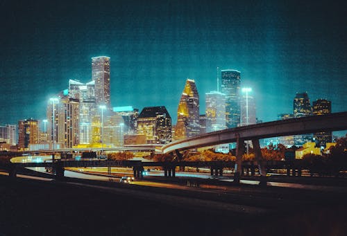 Houston Skyline in Astros colors 