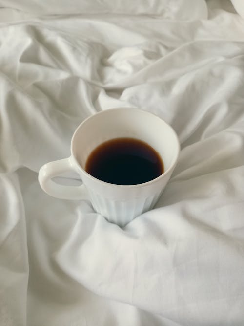 Free stock photo of bed, black coffee, blanket