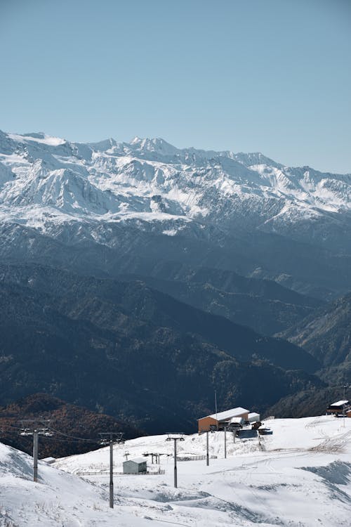 Mountain Landscape and Ski Lift in Winter