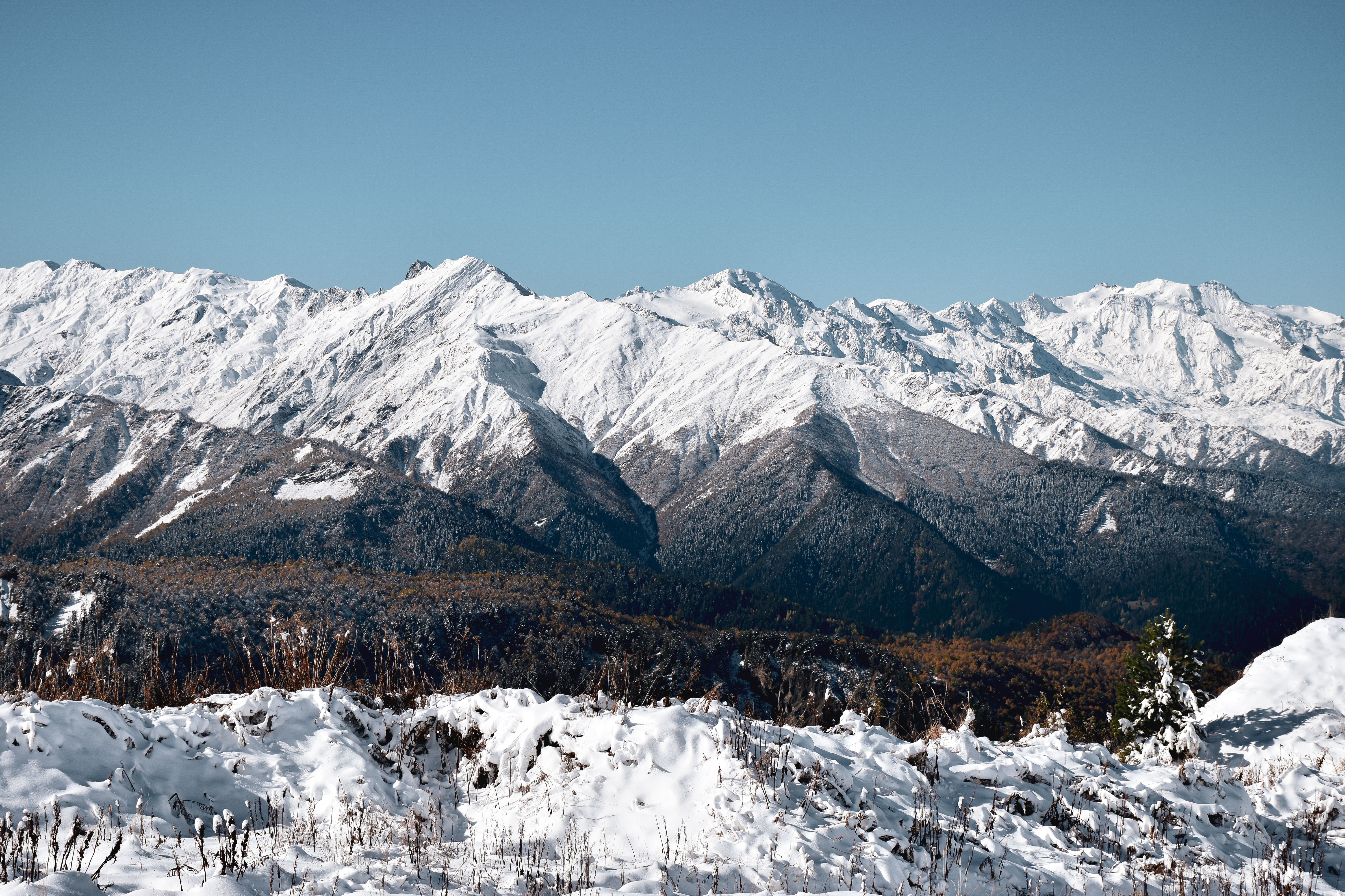 Aerial View of Covered in Snow Buildings · Free Stock Photo
