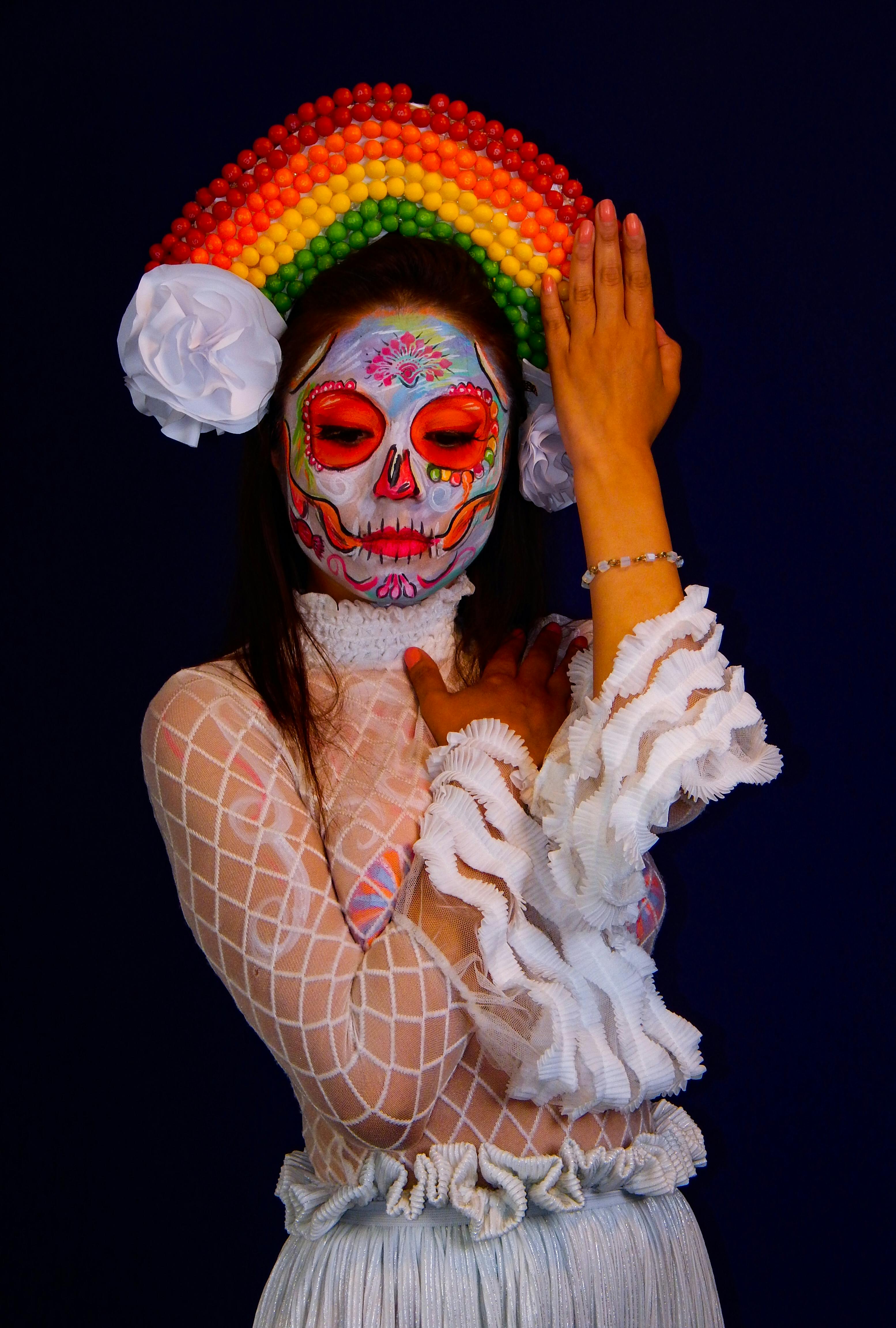 Woman With White and Red Face Paint · Free Stock Photo