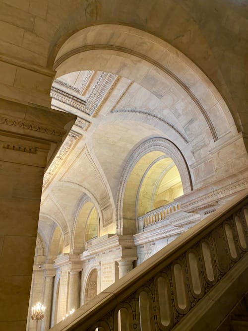 Arched Ceiling of a Beige Concrete Building