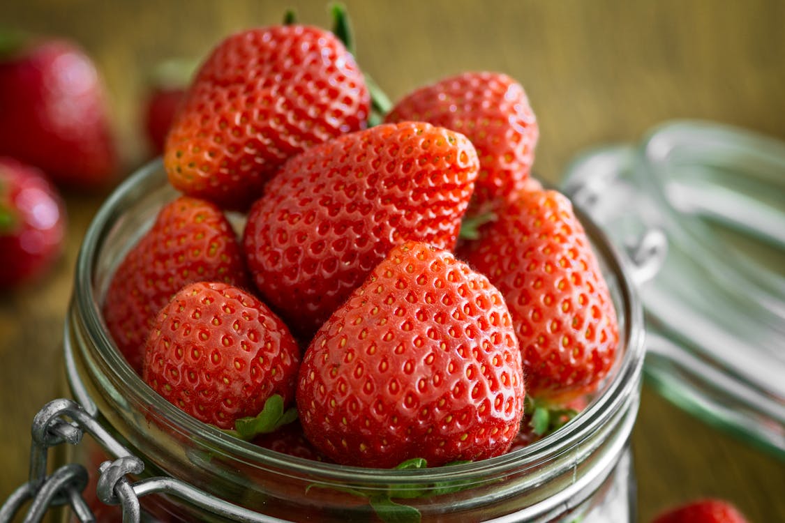 Kostenlos Erdbeere Im Glas Fido Jar Stock-Foto