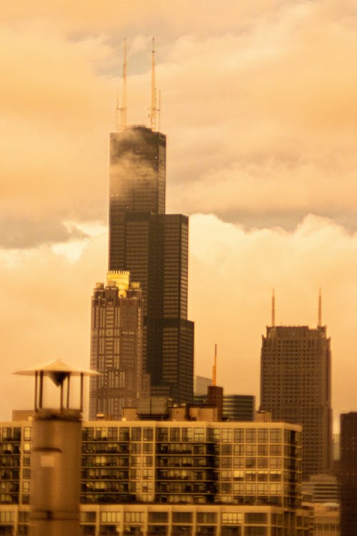 คลังภาพถ่ายฟรี ของ การถ่ายภาพทิวทัศน์, ขอบฟ้าสีทอง, ชิคาโก