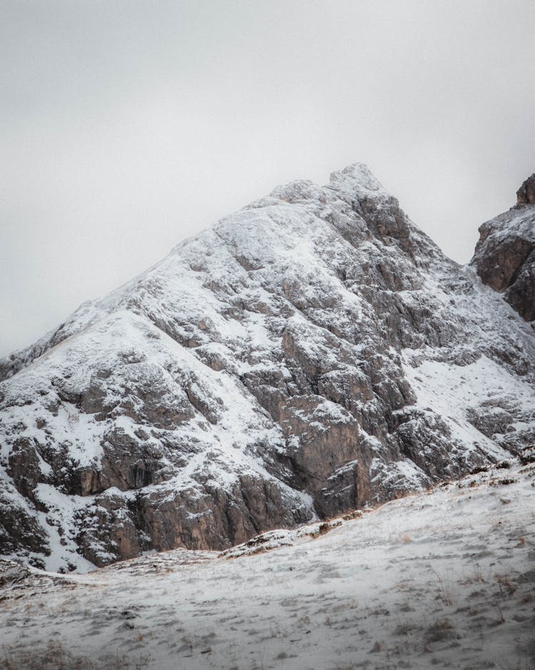 Rock Mountains In Snow In Winter