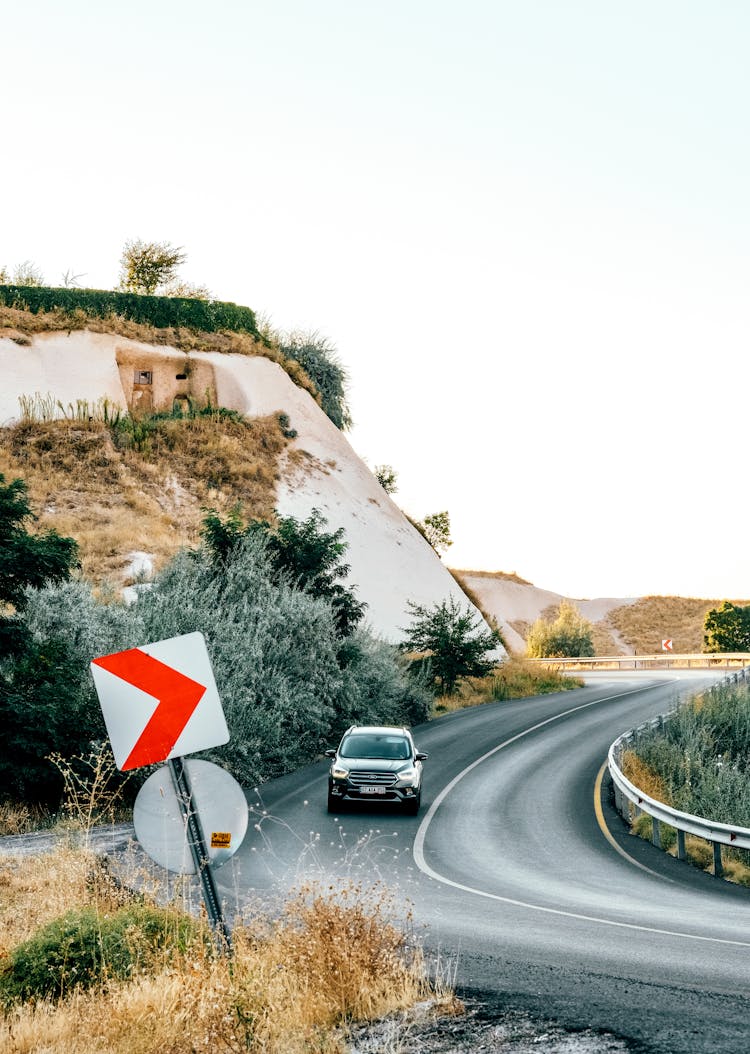 Photo Of Car On A Curve Road