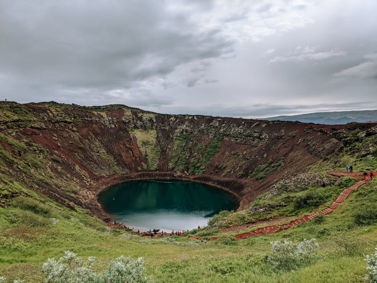 Overcast Over Lake In Crater