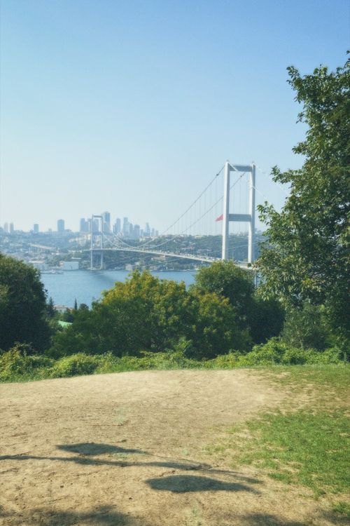 Free Elevated view of Fatih Sultan Mehmet Bridge and cityscape in Istanbul. Stock Photo