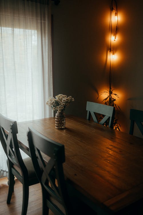 Flower Vase on Wooden Table