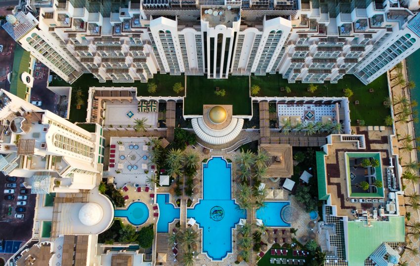 Holiday resort with swimming pools — representative real photograph, not an ESPC project
