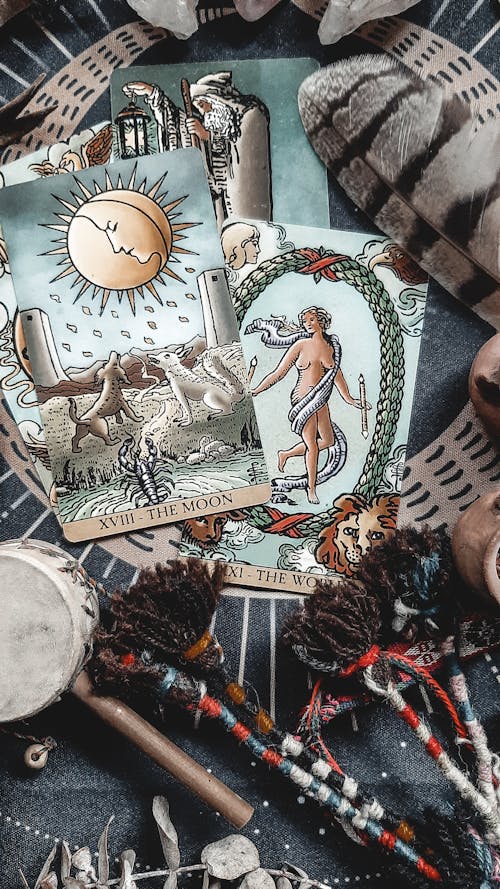 Free Tarot Cards on the Table Stock Photo