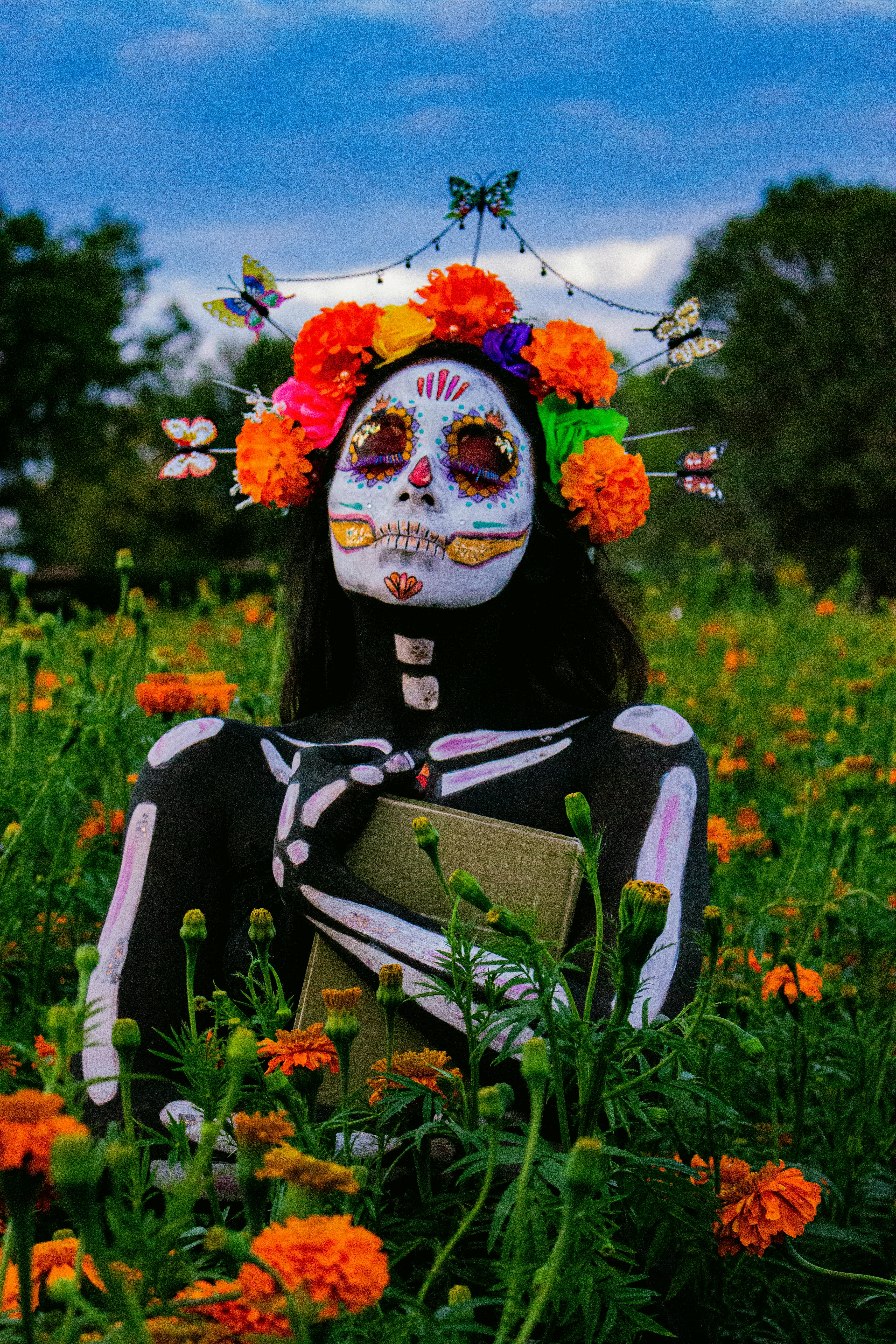 Free A Catrina in a Flower Field Stock Photo