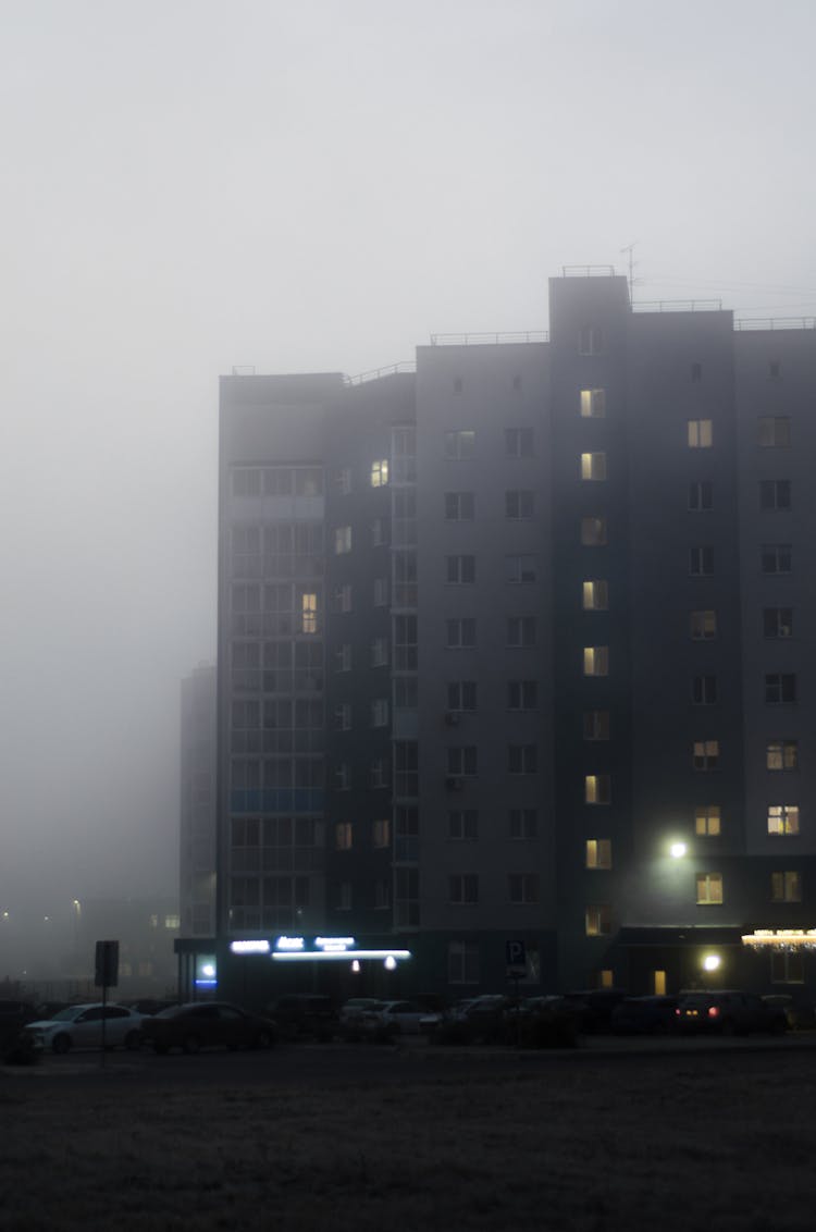 Fog Over Building In Town