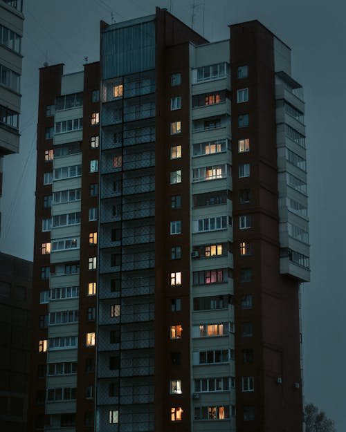 Building with Apartments in Evening