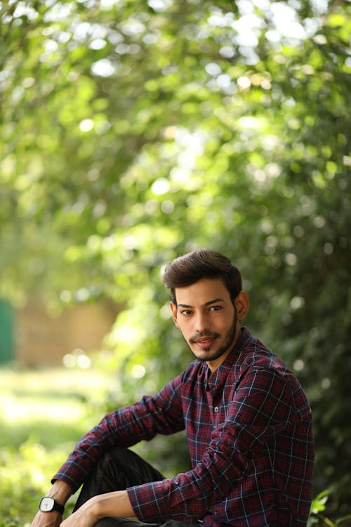 Bearded Man Wearing Plaid Long Sleeve Shirt