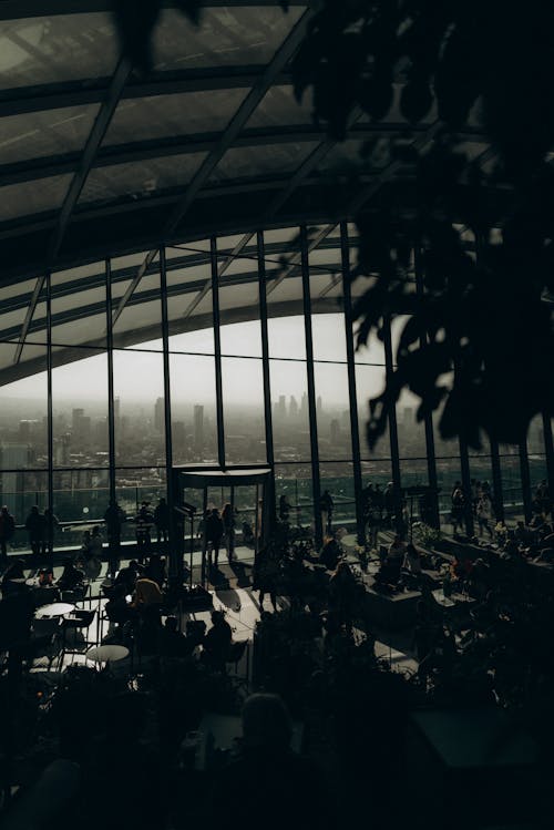 Free Restaurant on a High Floor with the View on City  Stock Photo