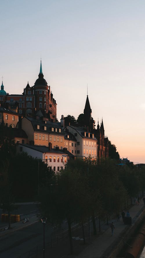 Scandinavian Buidlings near City Road during Dusk 