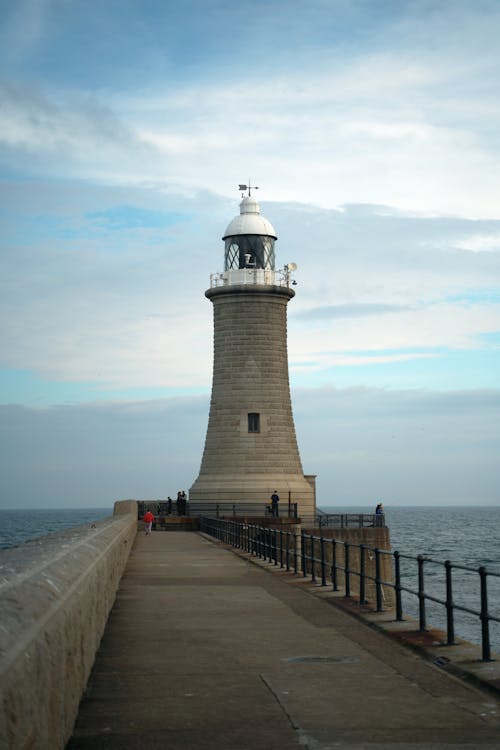Tourist Visiting the Tynemouth Lighthouse in England