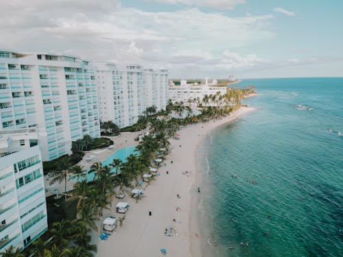 Drone Shot of People at the Beach 