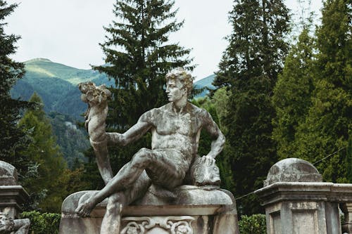 Statue in Peles Castle Garden, Sinaia, Romania
