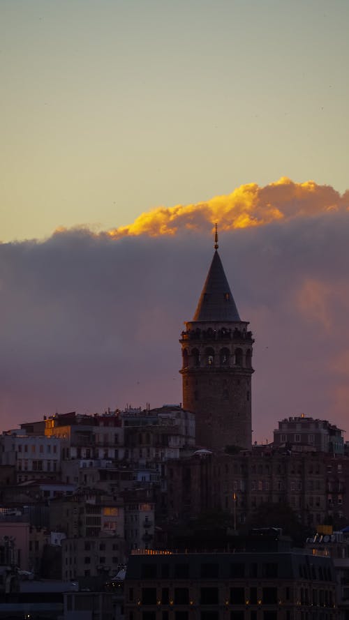 Evening Photo of a Galata Tower in Istambul, Turkey