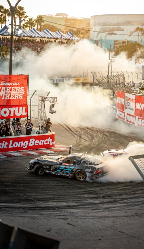 View of a Car Drifting at the Formula Drift Event in Long Beach, California 