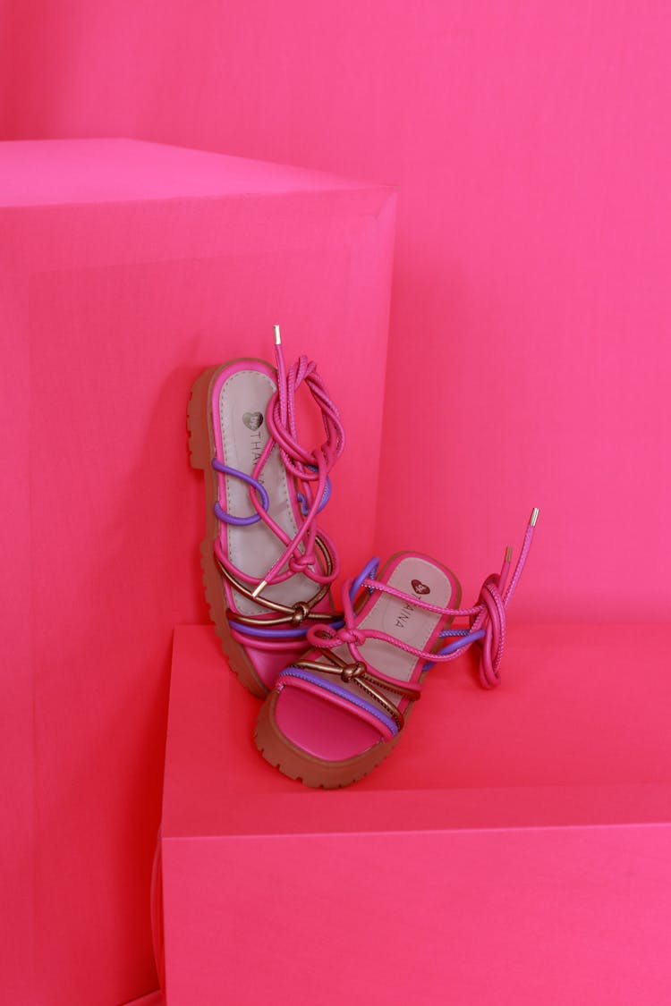 Pink Sandals With Laces 