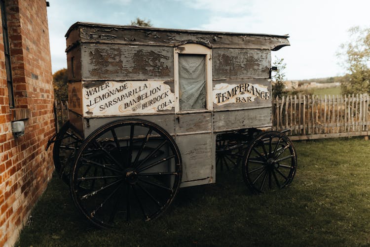 An Old Wagon In A Yard 