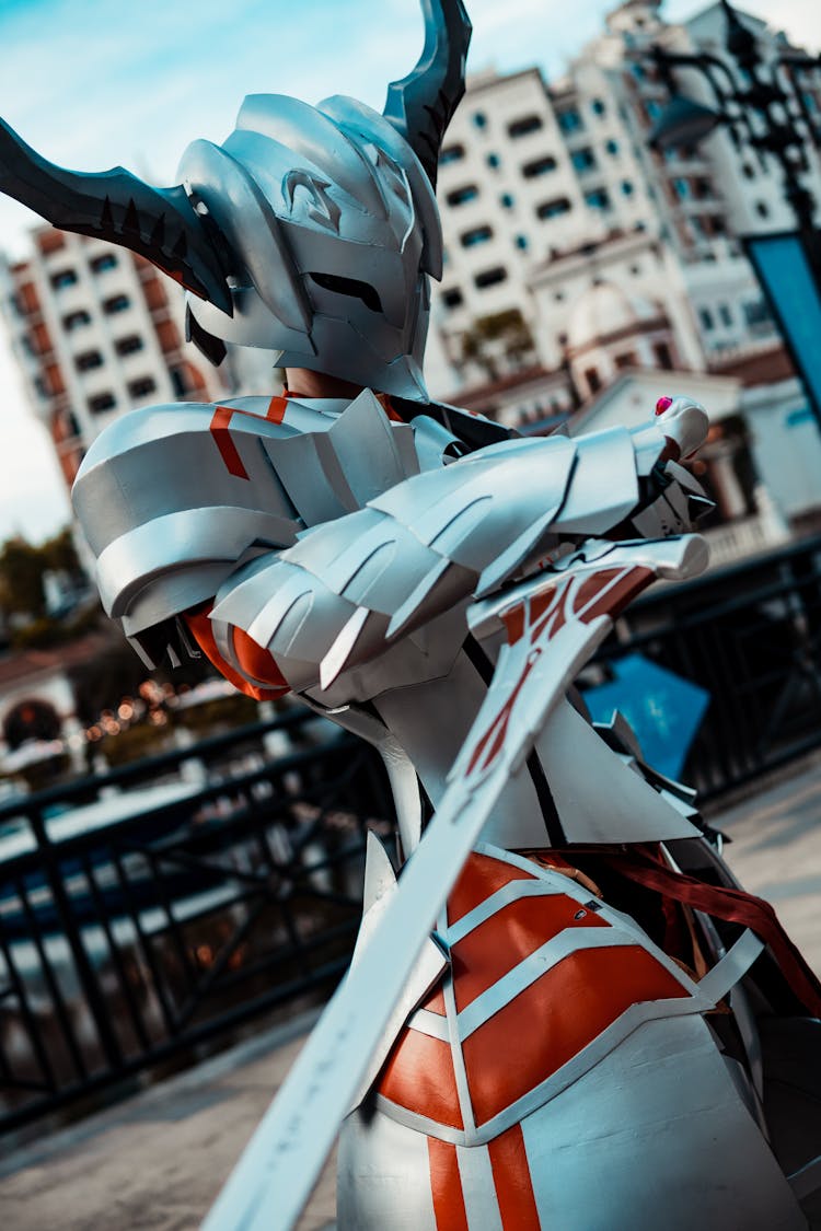 Street Performer Wearing Anime Warrior Costume