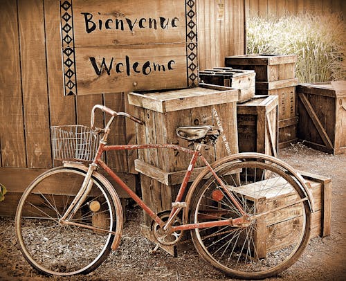 Free stock photo of bike, boxes, welcome