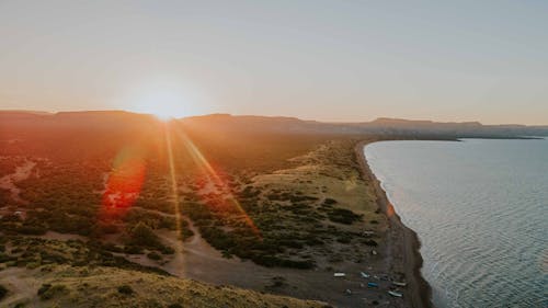 Aerial Photography of Beach during Sunset