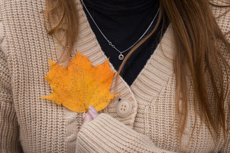 Woman Holding A Leaf